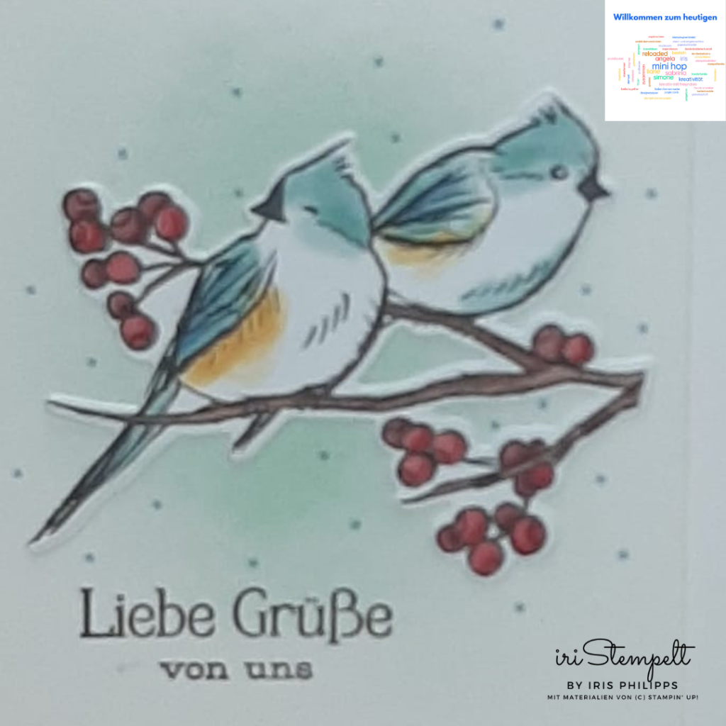 Grusskarte in Aquamarin mit der Prouktreihe "Winterliche Wipfel" mit Produkten von Stampin' Up! 