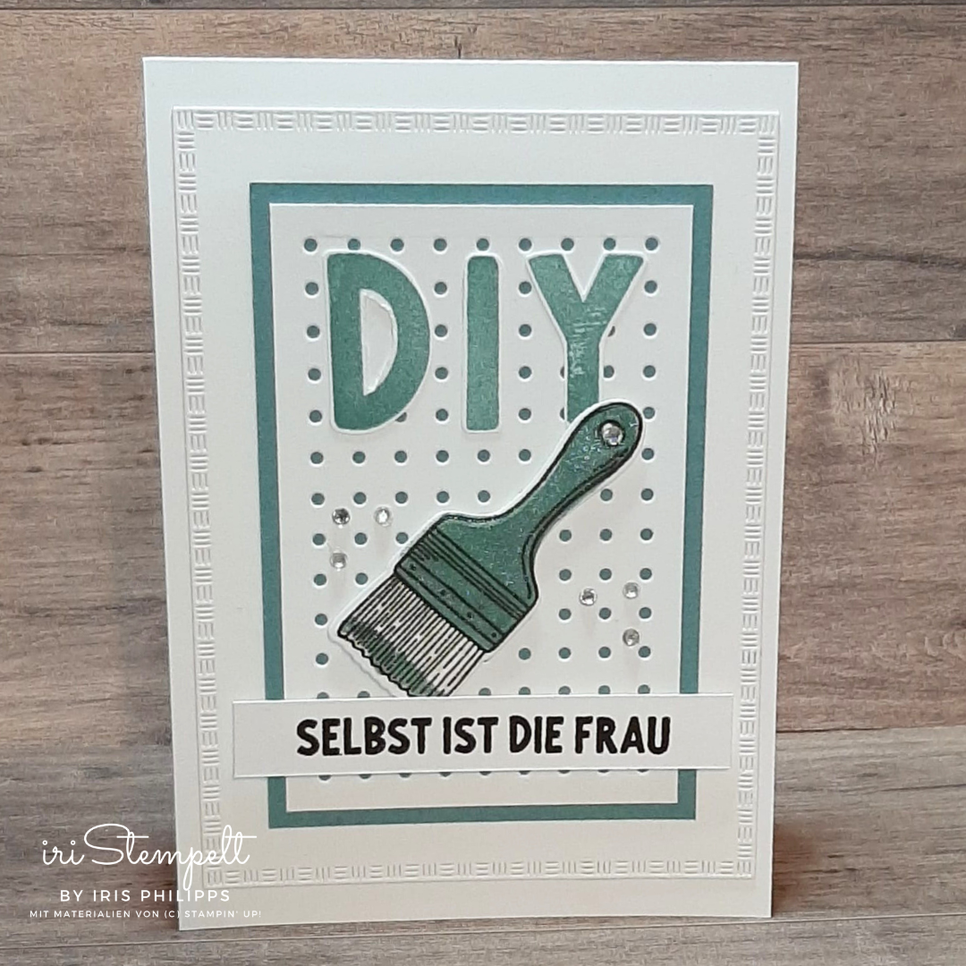 DIY-Karte in Grundweiss und Lagunenblau